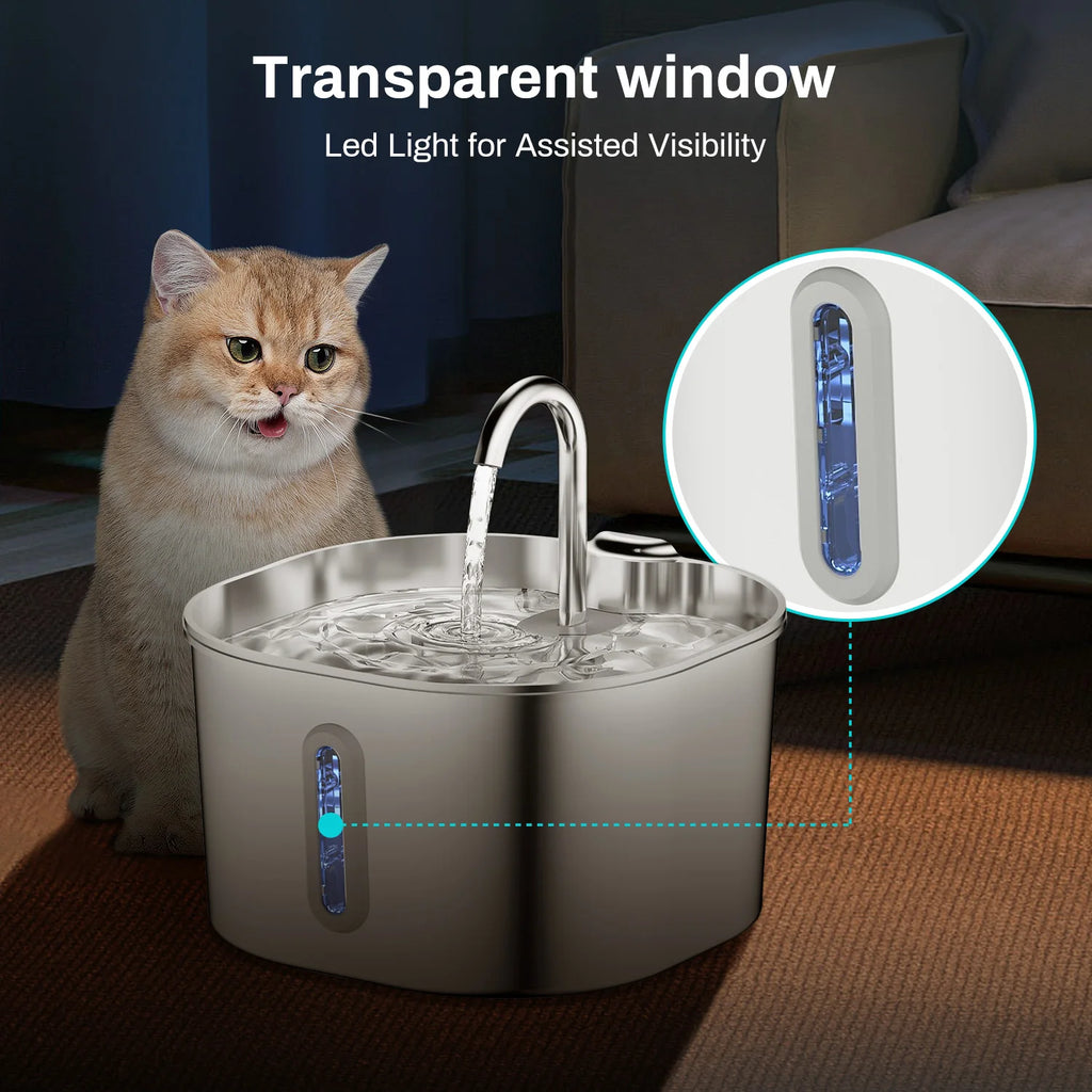 Fontaine à eau automatique pour chat et chien — Acier inoxydable 2,2L